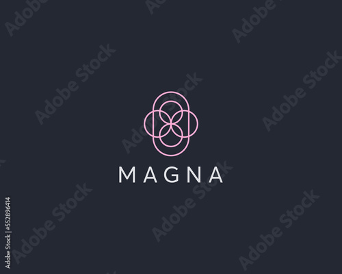 Abstract geometric logo from rings. Universal vintage salon cosmetics logotype. Vector illustration.