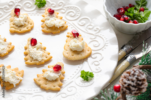 canape with cheese. Christmas appetizer.