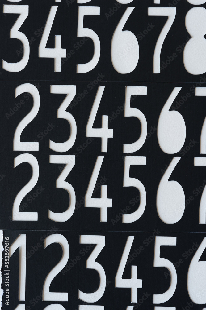 black paper with numbers cutout black paper with numbers cutout