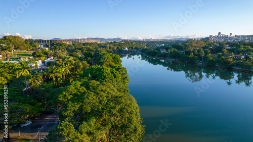 Aerial view of Lagoa da Pampulha in Minas Gerais, Belo Horizonte.