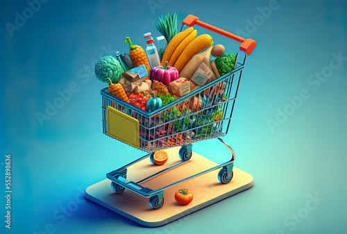 grocery shopping cart for e commerce. Generative AI