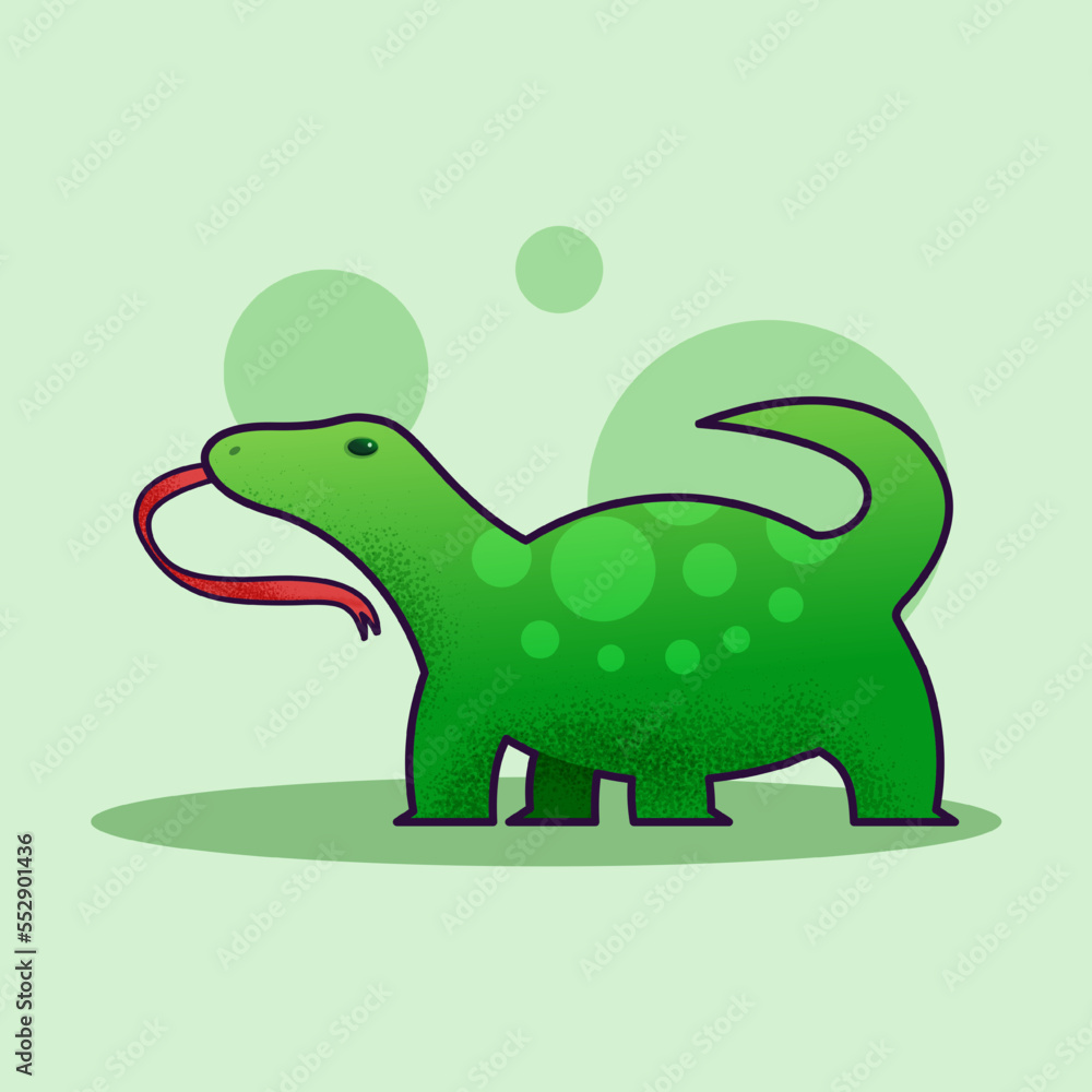 Cute adorable cartoon reptile green dinosaur predator illustration for sticker icon mascot and logo