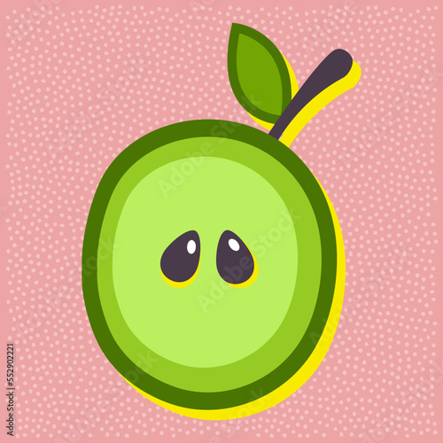 Green apple fruit style alphabet text, namber 0 photo