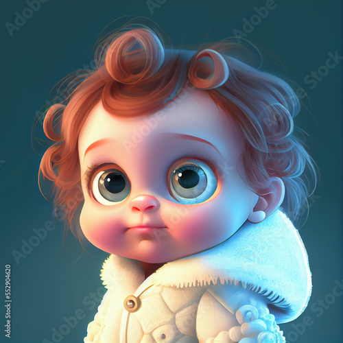 illustration of a cute happy little child with beautiful eyes