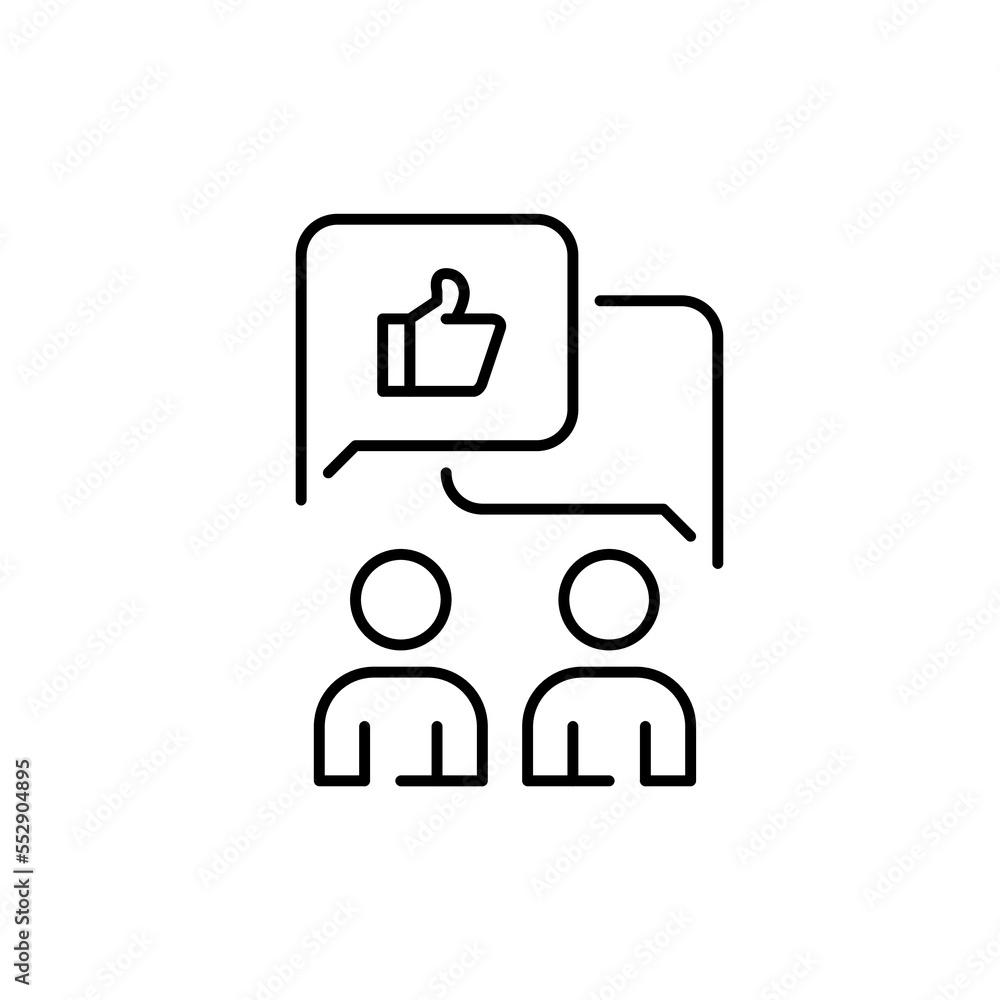 Two users giving thumbs-up in a chat. Pixel perfect, editable stroke icon Two users giving thumbs-up in a chat. Pixel perfect, editable stroke icon