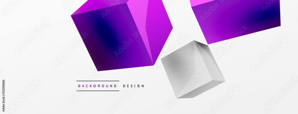 3d vector abstract background. Flying cubes composition. Trendy techno business template for wallpaper, banner, background or landing 3d vector abstract background. Flying cubes composition. Trendy techno business template for wallpaper, banner, background or landing