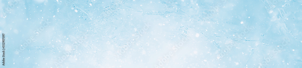 Obraz premium long panorama blue snow background abstract blurred