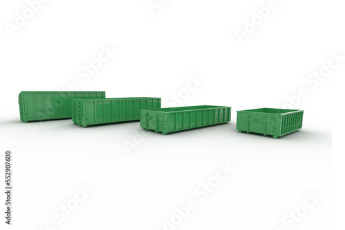 Roll off dumpster - multiple sizes - 3d render isolated