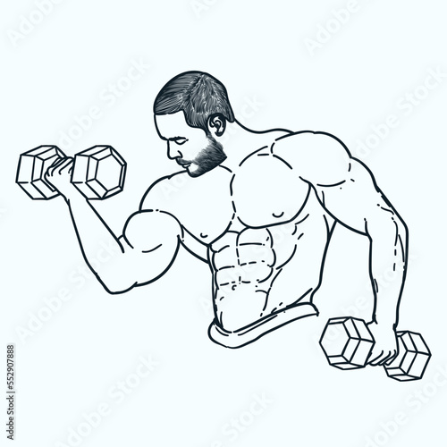 Vintage hand drawn sketch Bodybuilder