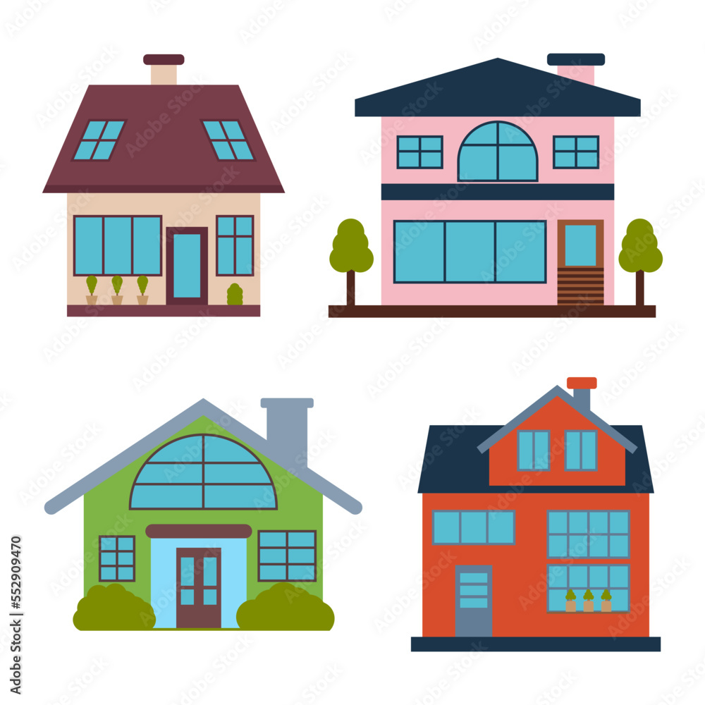 Cartoon houses set in concept of real estate Cartoon houses set in concept of real estate