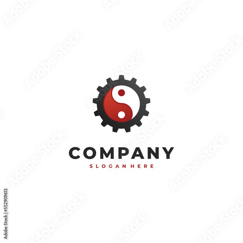 gear with shaolin symbol logo design modern concept