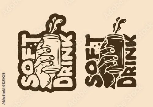 Illustration design of hand holding a can of soft drink