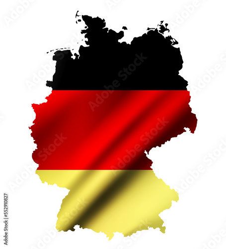 Germany contour map with waving Germany flag