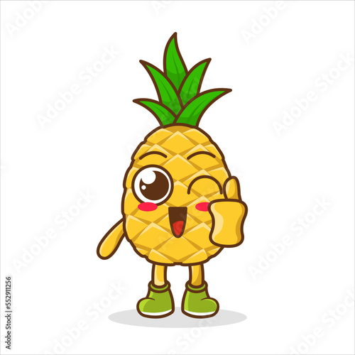 fruit Pineapple mascot character cartoon giving a thumbs up