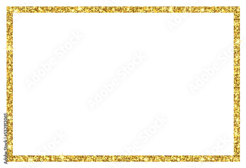 rectangle gold glitter  isolated on transparent background illustration, 6:4 scale ratio border cut out,PNG, clip art template for card, poster, banner, header