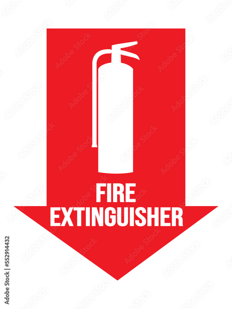 Sign of the fire extinguisher in vector fire extinguisher sign Stock