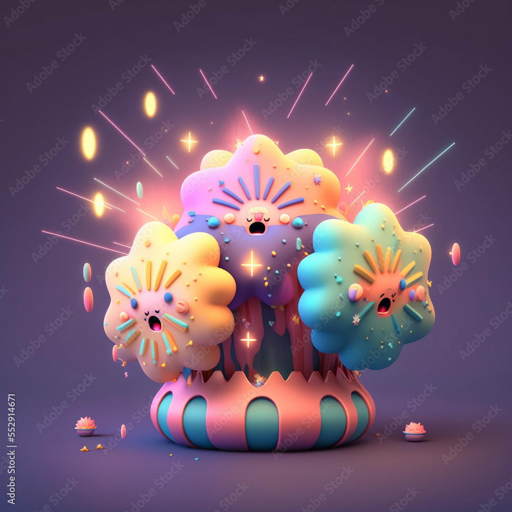 Kawaii Fireworks created with Generative AI Kawaii Fireworks created with Generative AI