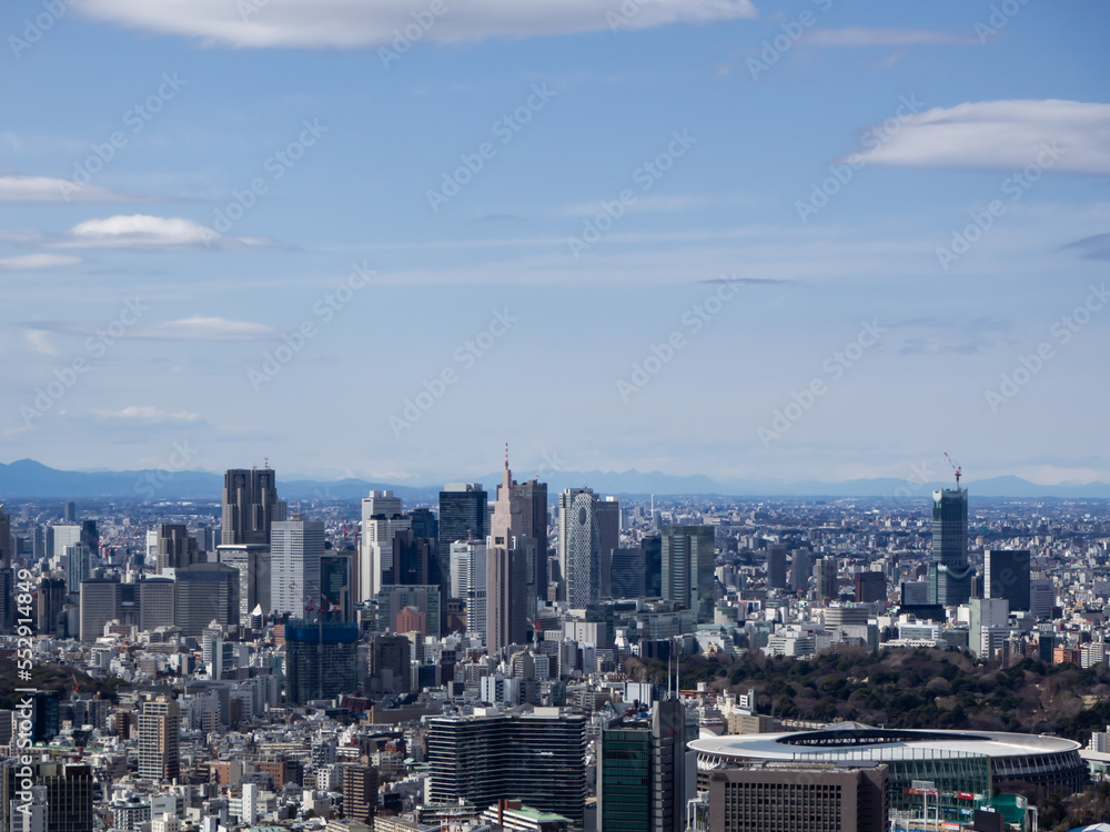Scenery from Roppongi to Shinjuku in the daytime taken from a high place (Tokyo, Japan)