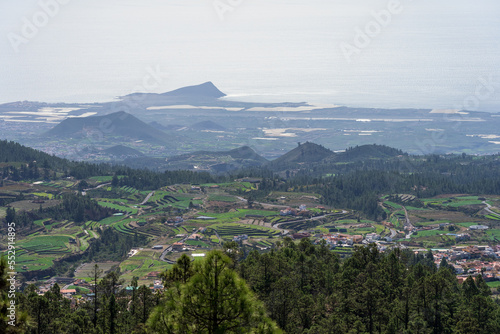 Typical landscape of the southern part of the island of Tenerife. In the background are the provinces of El Medano and La Tejita. Canary Islands. Spain. photo