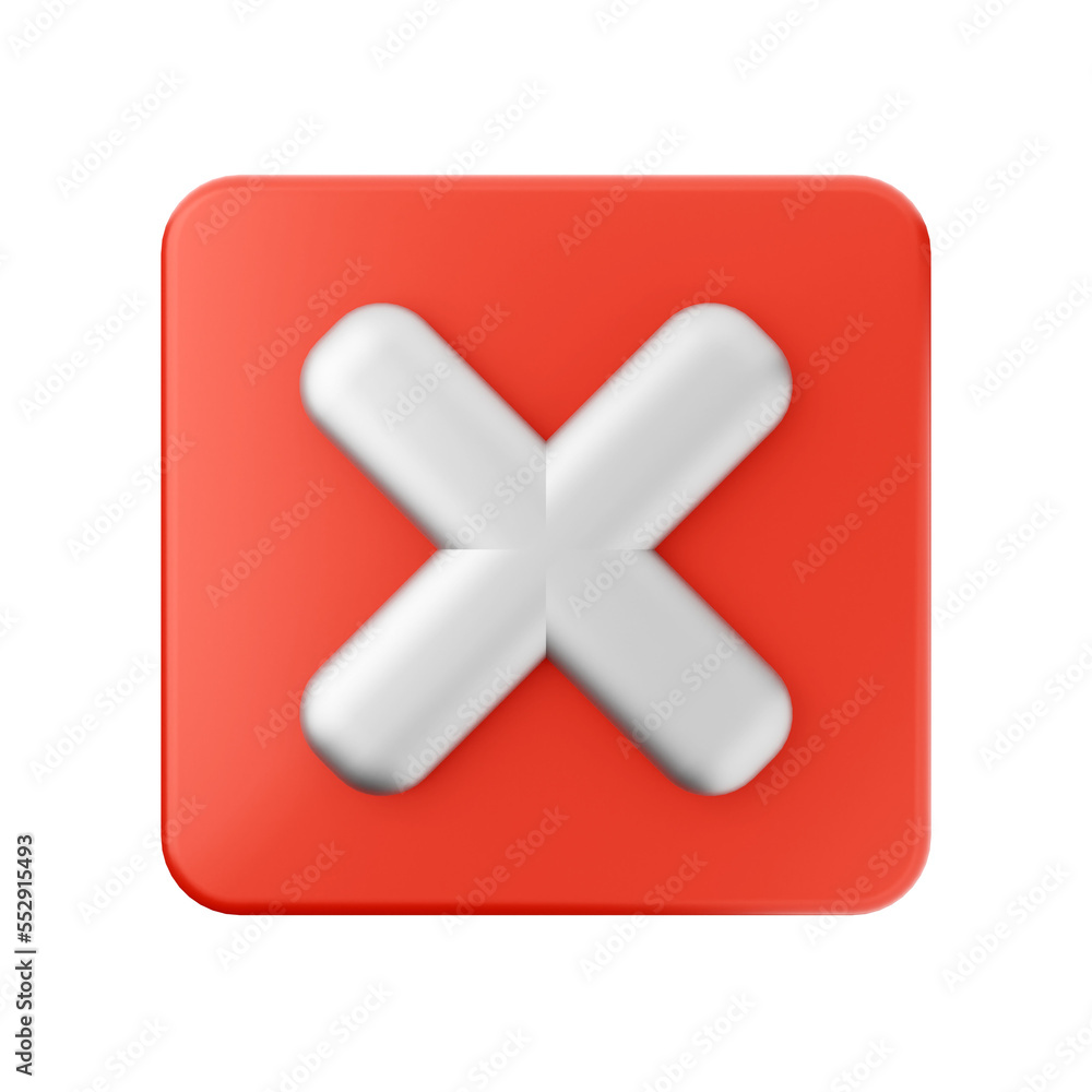 Obraz premium red cross mark 3d render icon illustration
