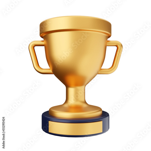 gold trophy cup 3d render icon illustration