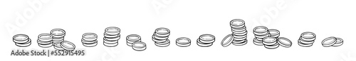 Coins pile as a symbol of wealth and luxary. Sketch of coins stack. Vector illustration isolated in white background