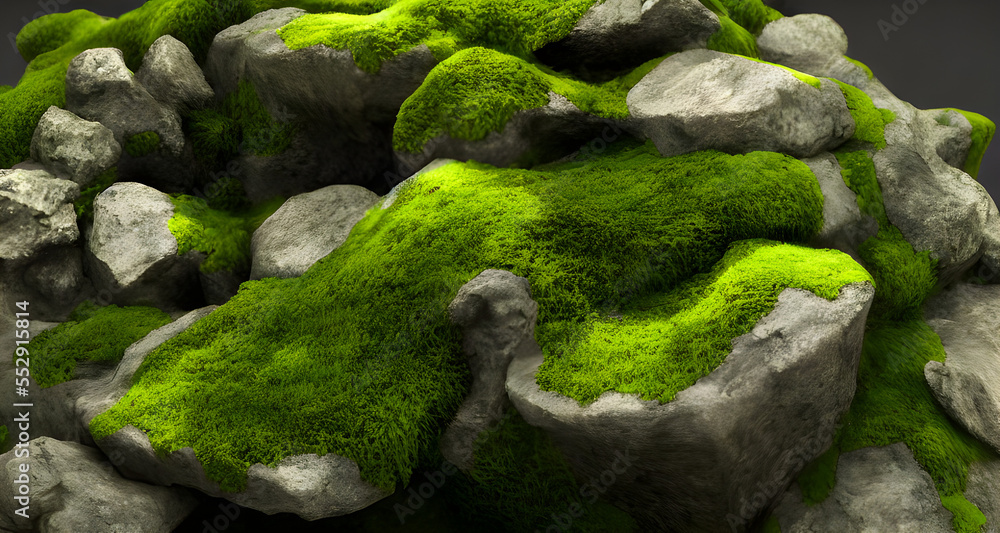 Ai Digital Illustration Stones and Moss