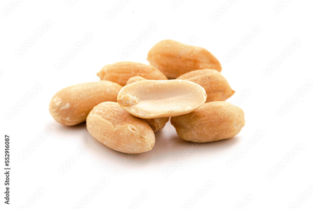 baked peanuts isolated on a white background baked peanuts isolated on a white background
