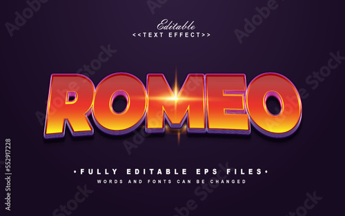 editable 3d romeo text effect.logo text.typhography logo