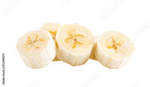 Peeled banana slices isolated on transparent png