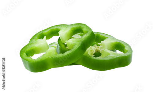 sliced green bell pepper isolated on transparent png photo