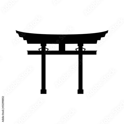 Torii Gate Silhouette. Black and White Icon Design Elements on Isolated White Background