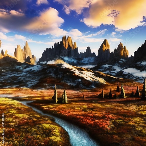 Mysterious Landscape That Inspires Wanderlust k realistic highly detailed © Dan
