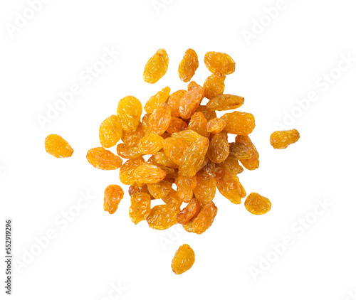 Yellow golden raisins isolated on transparent png