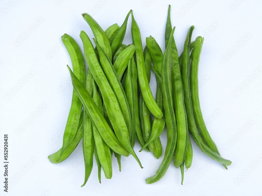 Fresh guar or cluster bean isolated on white background Fresh guar or cluster bean isolated on white background