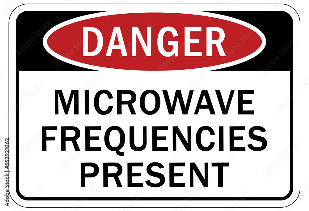 Microwave hazard warning sign and label Microwave hazard warning sign and label