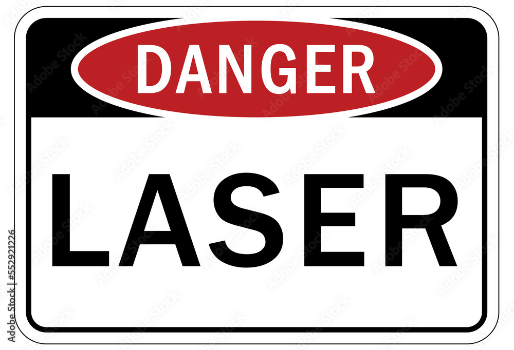Laser danger warning sign and label