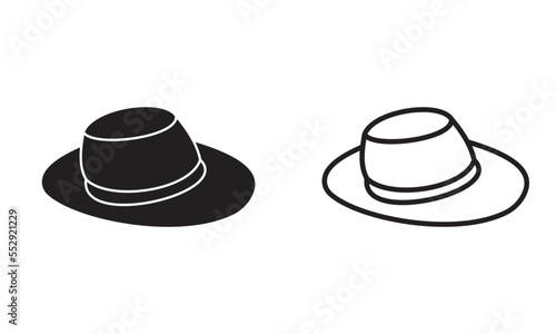 black hat isolated on white. Cap, Accessory, Fashion, Baseball Icon.
