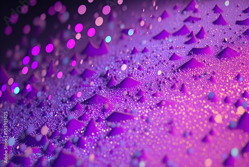 Purple holographic glitter surface texture in the backdrop. Generative AI