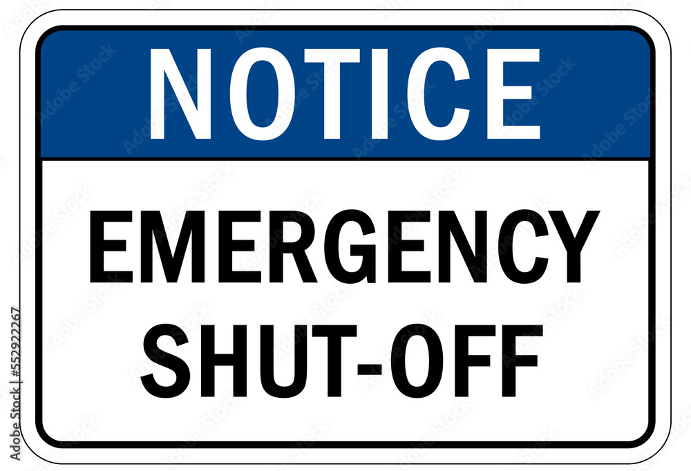 Electrical emergency shut off sign and label