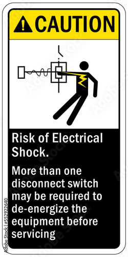 Electrical equipment warning sign and label risk of electrical shock