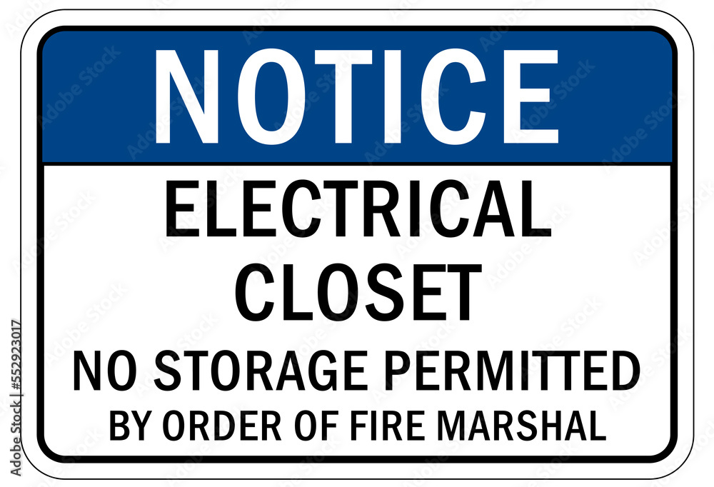 Electrical closet sign and label
