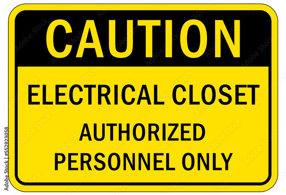Fototapeta premium Electrical closet sign and label
