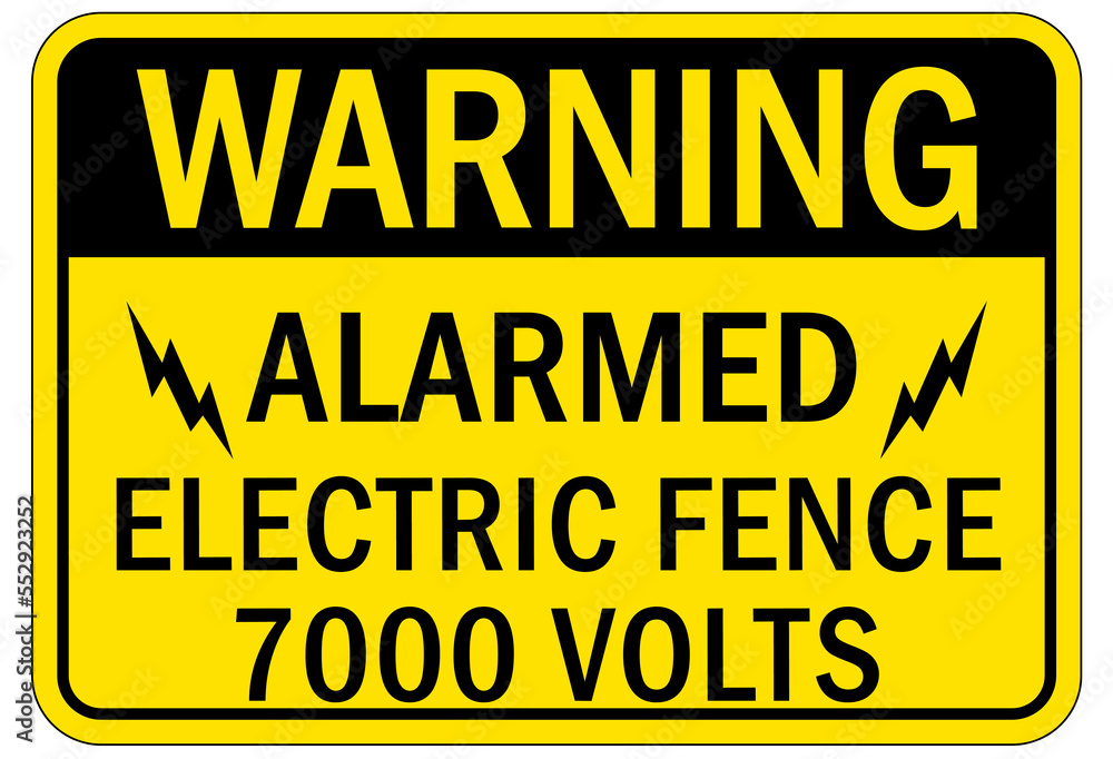 Fototapeta premium Electric fence sign and label
