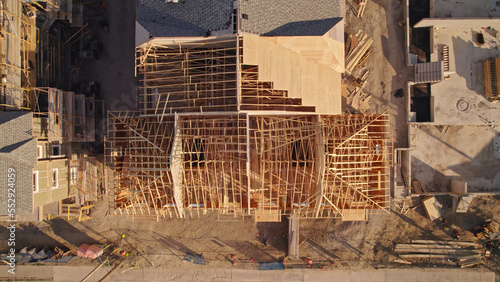 Canvas Print Roofing construction aerial