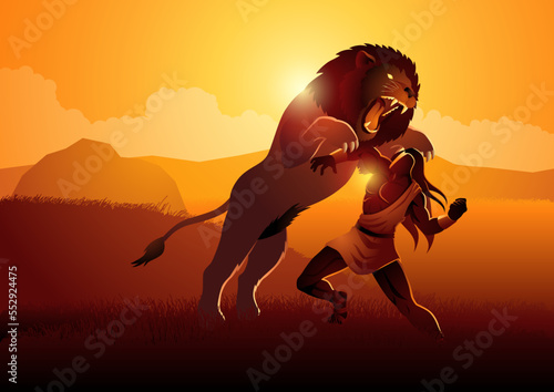 Samson Fighting The Lion photo