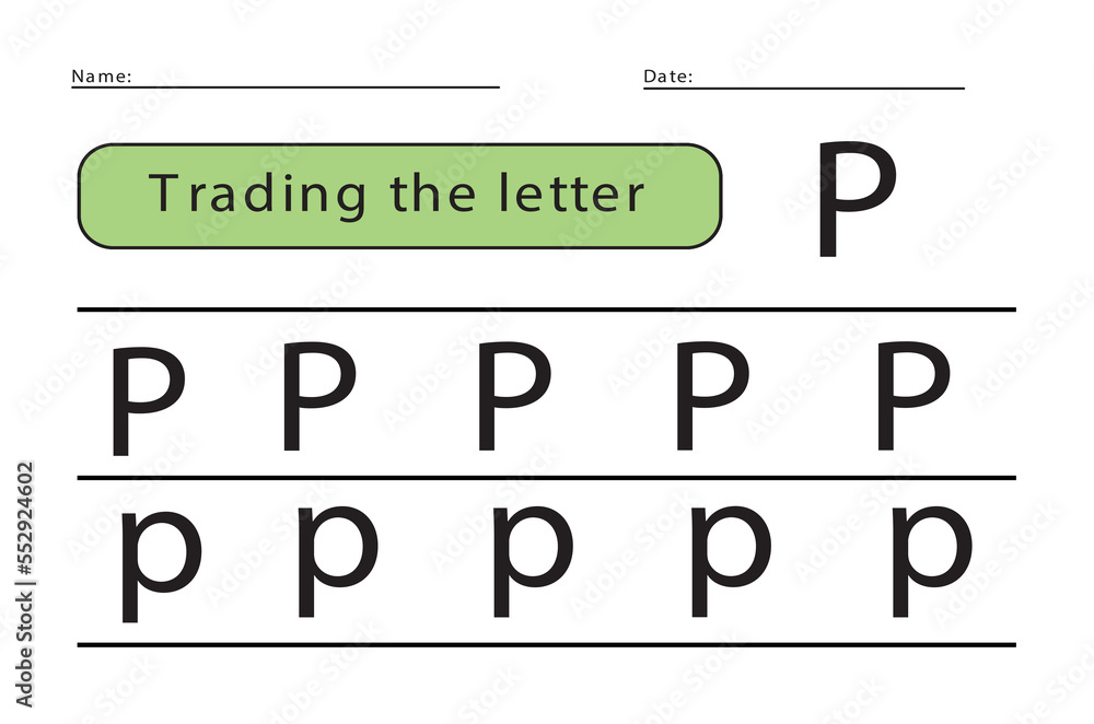 Trace letters of the English alphabet. Uppercase and lowercase letter P. Handwriting practice for preschool kids. Trace letters of the English alphabet. Uppercase and lowercase letter P. Handwriting practice for preschool kids.