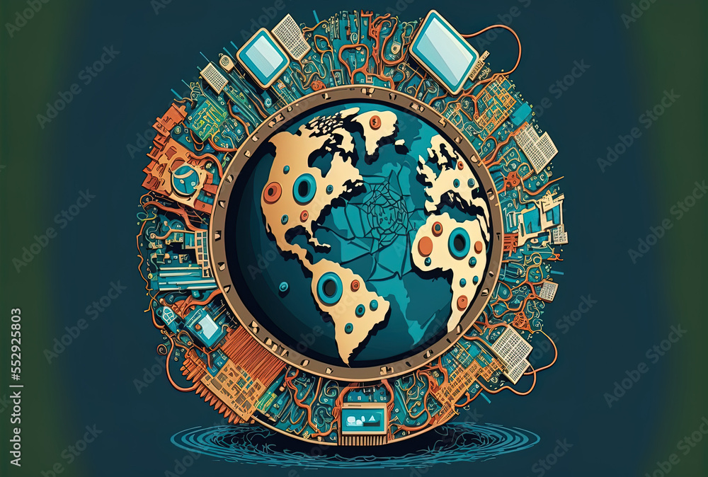 Obraz premium worldwide network technological idea represented by a digital icon. Generative AI