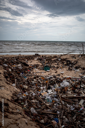 Polluted Beach in Chumphon province Thailand