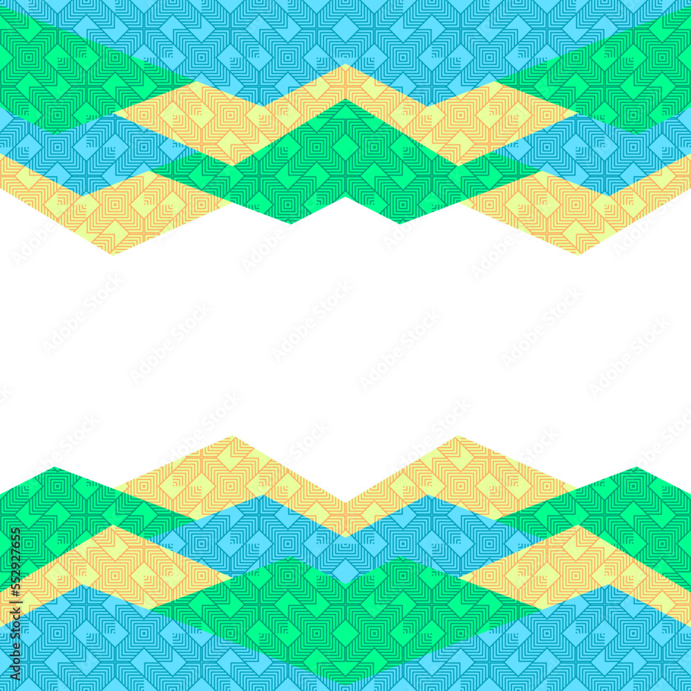 Geometric background with Japanese wave pattern vector. Abstract template in vintage style.